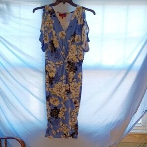 Jennifer Lopez Blue and Gold Sundress with Cut Out Design